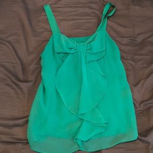 green chiffon top